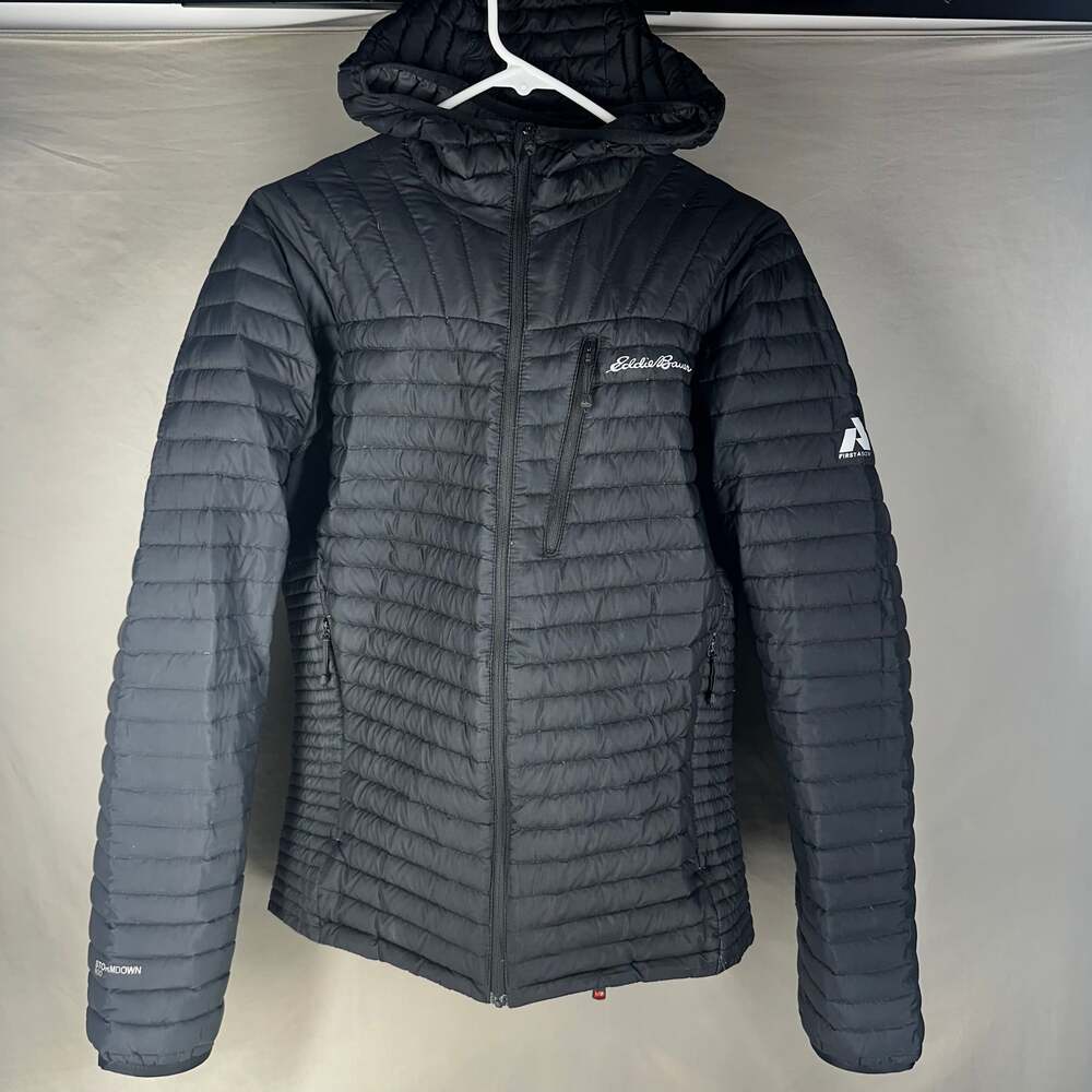 Mens Eddie Bauer First Ascent Stormdown 800 Black Down Puffer Jacket Sz Small